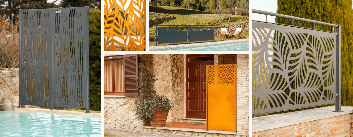 Collage mit Sichtschutzelementen - Arno - Livenza - Agri - Romna - Piave