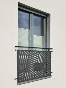 Französischer Balkon mit Sichtschutz Reno in pulverbeschichtet Anthrazit